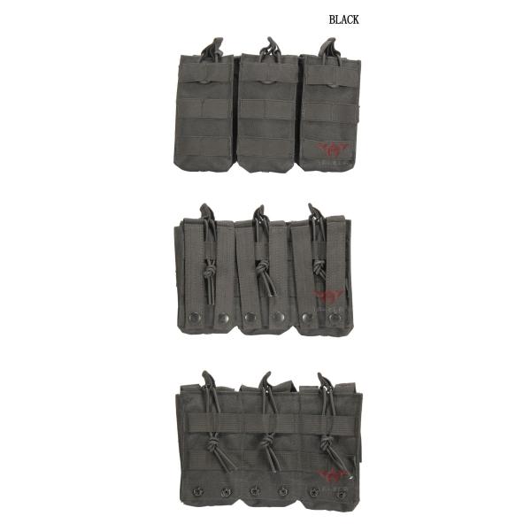 Military Molle Gear Accessories Compatible Open Top Triple Mag Pouch For M4 M17 AK47 Magazine