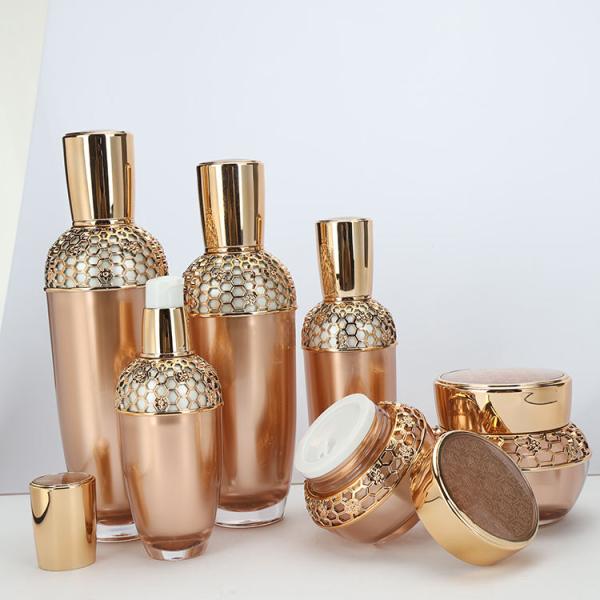 Бутылки роскошной акриловой косметической красоты золота упаковывая/опарник 30ml 1oz