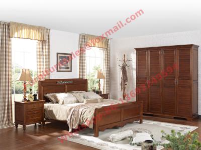English Country Style Solid Wood Bed in Wooden Bedroom Furniture sets