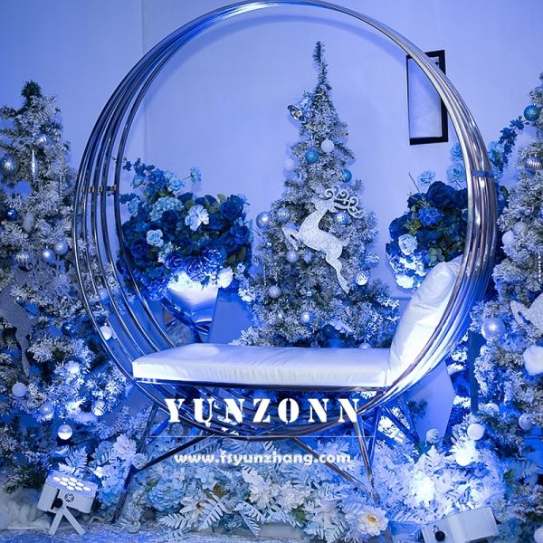 Gold Stainless Steel Frame Sofa Circle Shape Design for Couples for Wedding and Dining Comfortable Dining Chairs
