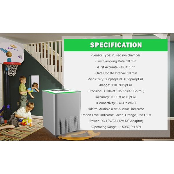 Continuous Radon Monitor: Protect Your Family from Lung Cancer Risks with High-Precision Sensors