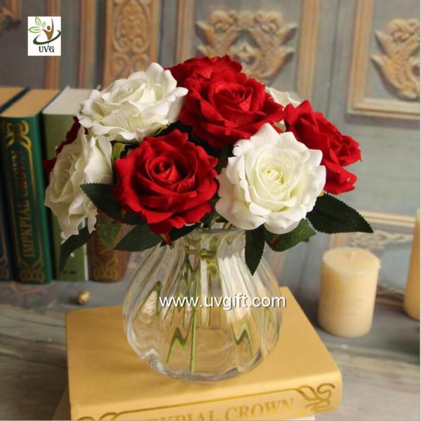 UVG FRS66 wedding accessories artificial red velvet rose flower for party table decoration