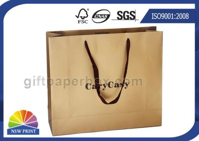 Sacos de compras de papel personalizados sacos de papel de marcagem com ferro quente de Brown Kraft com punho do algodão