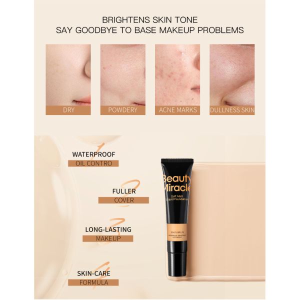 Wholesale Custom Skin Tint Foundation Color Changing Makeup Full Coverage Liquid Foundation Makeup Waterproof and Matte