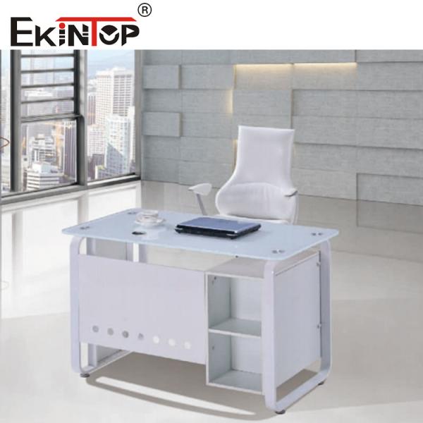 Офисный стол из голубого белого стекла с 8 мм рабочим столом