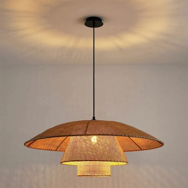 Restaurant Lighting Living Room Parlor Bar Decor Japanese Wicker Art Petal Pendant Light(WH-WP-141)
