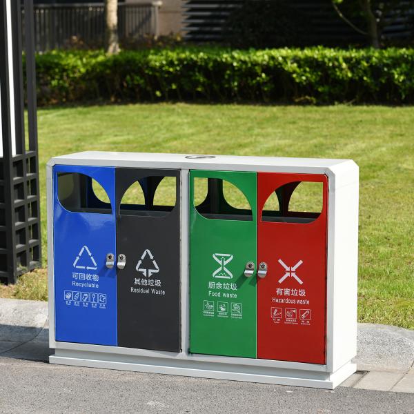 Powder Coated Black Press Button Metal Waste Bin Outdoor Dustbin Metal Waste Bin Hotel Trash Can
