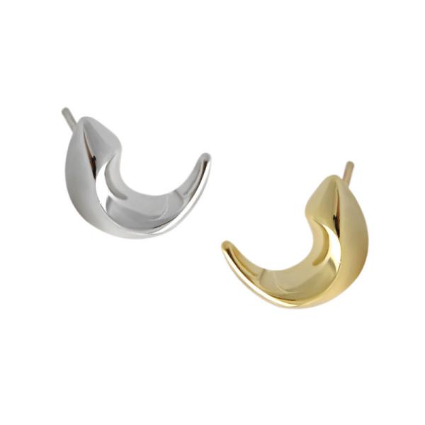 Lanciashow 925 Sterling Silver Stud Earrings Moon Shape Rhodium And Yellow Gold Plated Jewelry