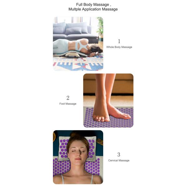 циновка йоги точечного массажа массажа 63.5*38.1*2.5cm высокая Stretchable серая с шипами