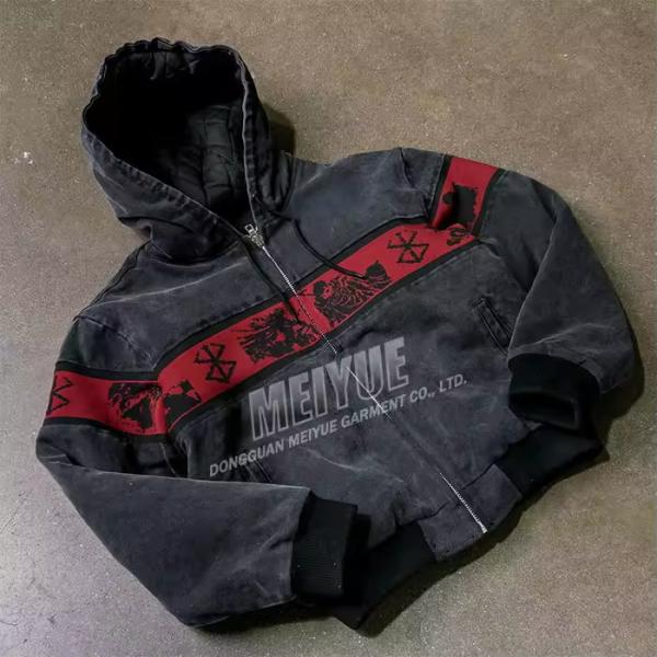 Custom Denim Hoodie Denim Distressed Heavyweight Vintage Acid Washed Hoodie Denim Jeans Zip up Street Wear Hoodie Manufacturer