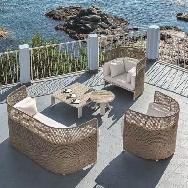 Modern Design Style Garden Furniture Outdoor Sofa Set with Aluminum Frame and Cushions