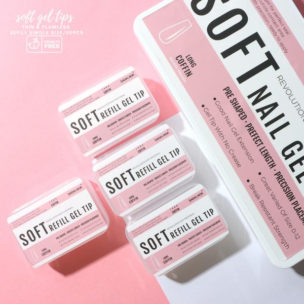 Certified MSDS Acrylic Full Cover Soft Almond False Nail Tips Refill for Professional Nail Salons and DIY Manicures