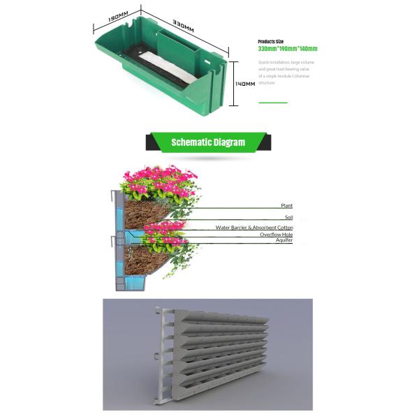 Uv Protect Green Wall System Vertical Garden Pot Planter Tower Liner Back Outdoor for Gardens