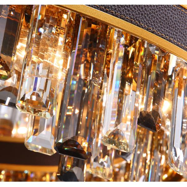 E14 Роскошные современные кристаллические люстры Ржавостойкие кожаные украшения Черный подвесный свет