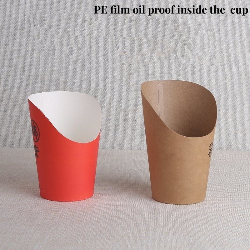 22oz Kraft Paper French Fries Box Takeaway Salad Bowl Food Container Box Simple Style