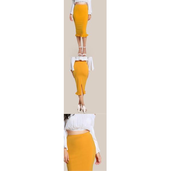 Fashion 2018 Yellow Package Hip Pencil Office Skirts Women