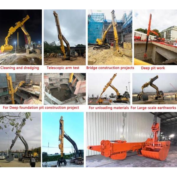 Excavator Telescopic Arm With Clamshell Bucket For Digging Foundation