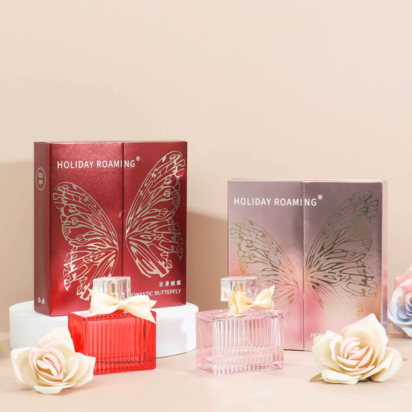 Luxury Gold Foil Stamped Butterfly Wing Design Perfume Gift Box with Eco-Friendly Cardboard