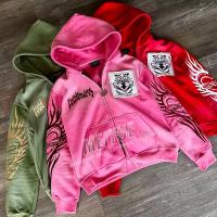 Sweat à capuche personnalisé Drop épaule Acid Acid Vintage Broderie en détresse Hoodie Hood Quality French Terry Hoodie