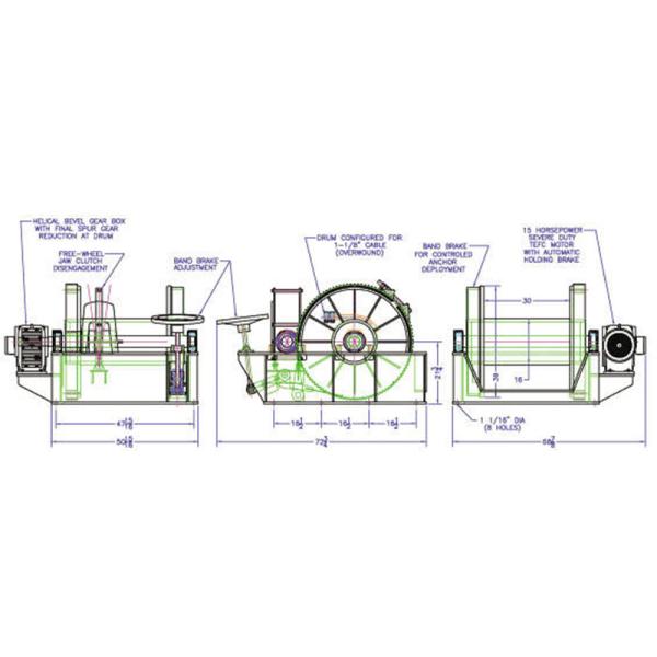 Anchor Rope Marine Drum Winch High Reliability For Marine Vessels Deck