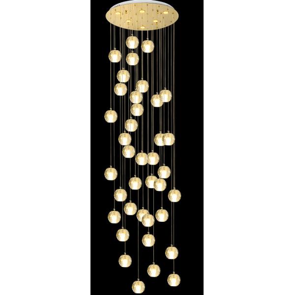 Multi-faceted Spherical Crystal Chandelier Adjustable Height Entryway Chandelier With LED Light Source And Customizable Design