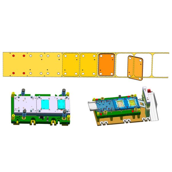 Molde de estampado automotriz 4045 para piezas de automóviles, molde progresivo para enfriador de aceite