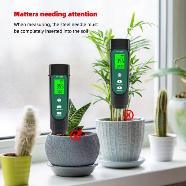 Potted Gardening Agricultural Measuring Tool Conductivity 3 In 1 Soil Ec Meter Temperature Soil Moisture Meter Tester
