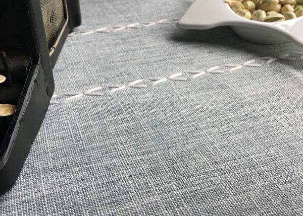 Customized Patchwork Decorative Table Cloths Gray / Ivory Cotton Linen Tablecloths