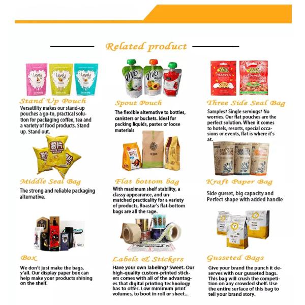 Мешки еды кофейных зерен плоского дна нестандартной конструкции штейновые