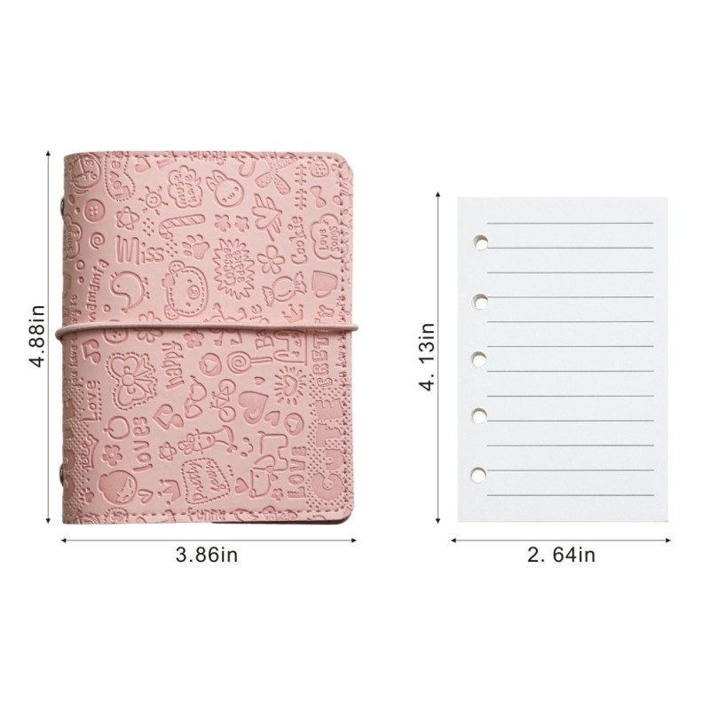 Custom Embossed PU Leather Pocket Journal Loose Leaf Bound Notebook Gold Stamping