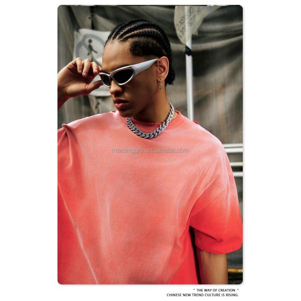250 Gsm Oversized Streetwear Vintage Sun Faded Acid Wash T Shirt Oversized Men'S