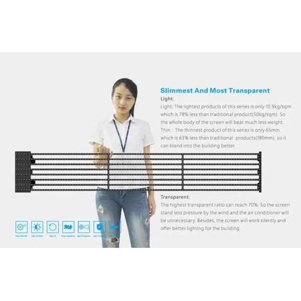 Outdoor LED Transparent Screen , Advertising LED Building Curtain Display Full Color