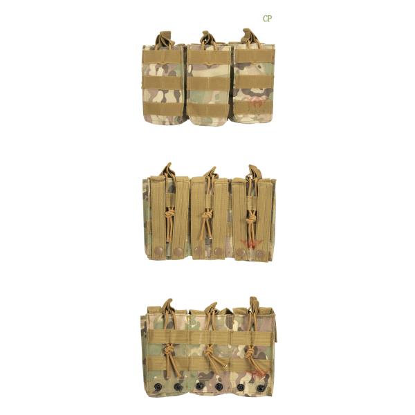Military Molle Gear Accessories Compatible Open Top Triple Mag Pouch For M4 M17 AK47 Magazine