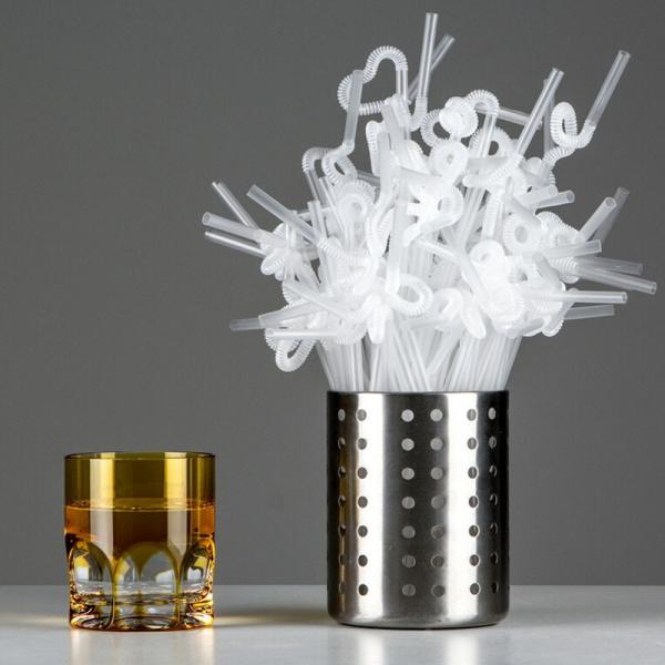Colorful / Black Coffee Straws , Wedding Party Disposable Plastic Straws