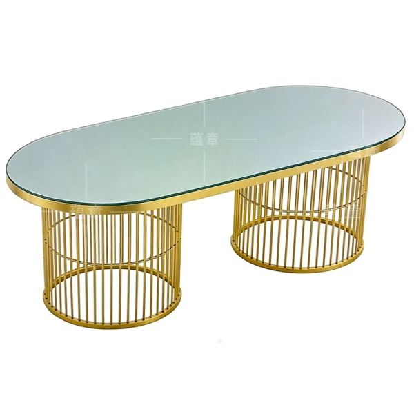 Luxury Stainless Steel Restaurant Banquet Party Modern Dining Wedding Tempered Glass Durable Table