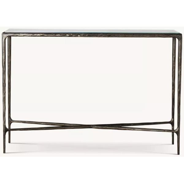 Bedroom Functional Console Table Furniture With Stainless Steel And Glass Top
