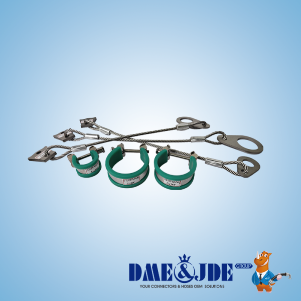 24° Cone Hydraulic Hose Whiplash Protector Safety Cable Assembly