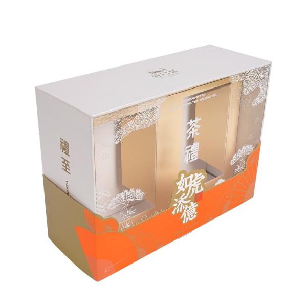 Caja de regalo de té de alta calidad con caja de papel de impresión de ventanas de PVC transparente con manga e inserción de embalaje
