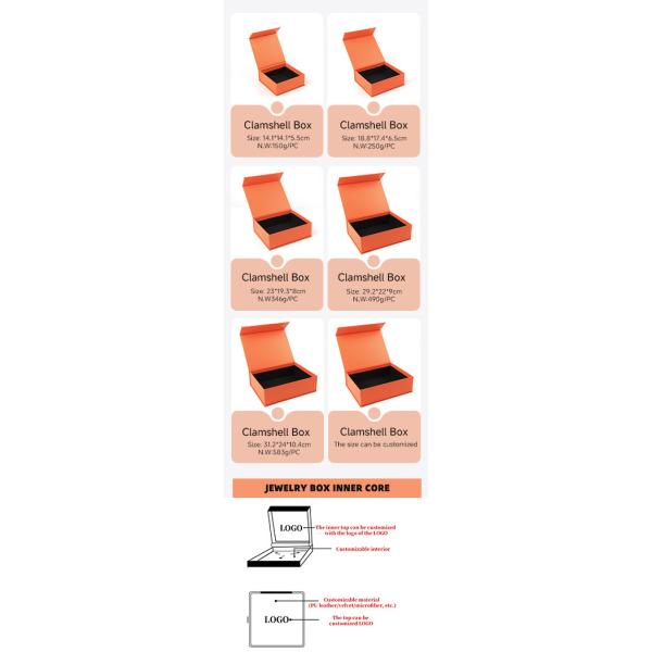 Paper jewelry Gift Box Packaging Eco Friendly Cardboard orange Magnetic Jewelry Box