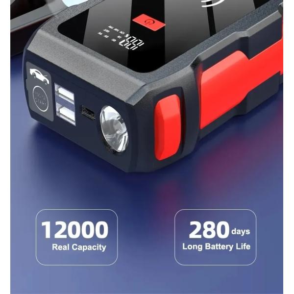 AC400V Rated Output 12V 72000mAh Multifunction Portable Car Jump Starter with Flashlight and 225kWh Storage Capacity