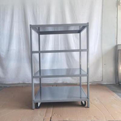 Three Tier Metal Rolling Shelving Units Mobile Storage Racks With Wheels Powder Coated