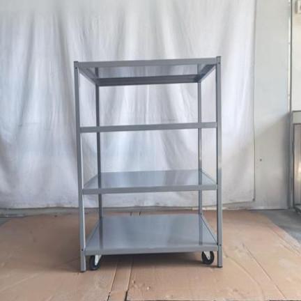 Three Tier Metal Rolling Shelving Units Mobile Storage Racks With Wheels Powder Coated
