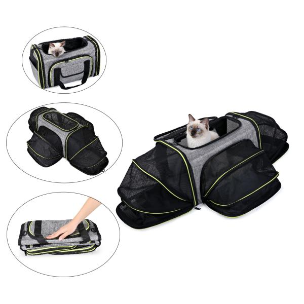 Expandable Soft Sided Pet Travel Carrier Bag Foldable Breathable Large Space ODM