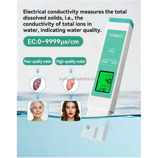 High Precision Durable Titanium Alloy Probe Water TDS Meter with 0-9999 ppm TDS Range and Multiparameter pH Measurement