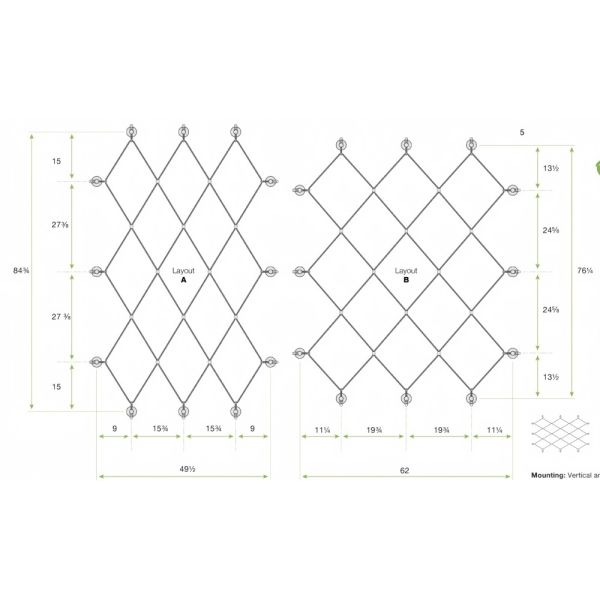 Rustproof Green Wall Trellis System With Flexible Net Construction And Four Hanging Options