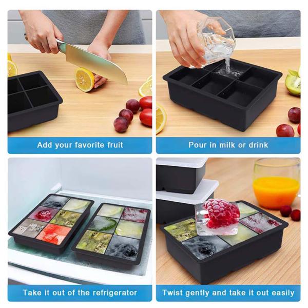 Square Ice Cube Trays Set BPA Free Reusable Mold for Whiskey Cocktails Bourbon Sample