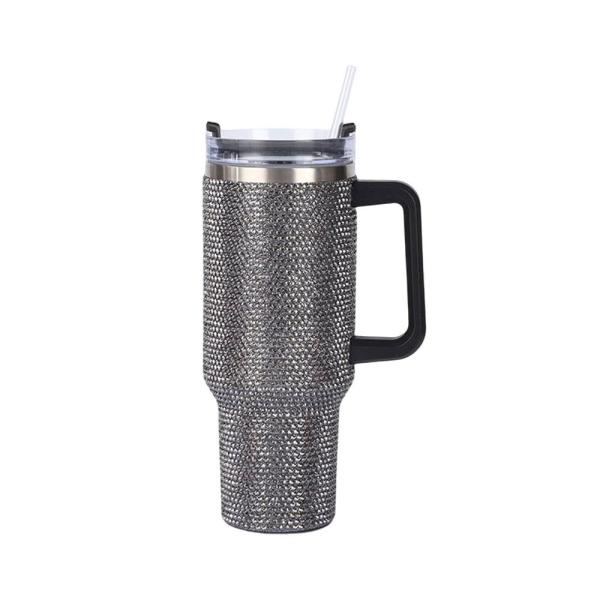 Customizable Reusable Cold Color 300ml/400ml Double Wall Cup with Diamond Studded Lid