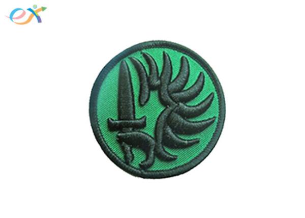 Custom 3D Circle Badge Iron On Embroidered Patches Polyester For Caps Logo