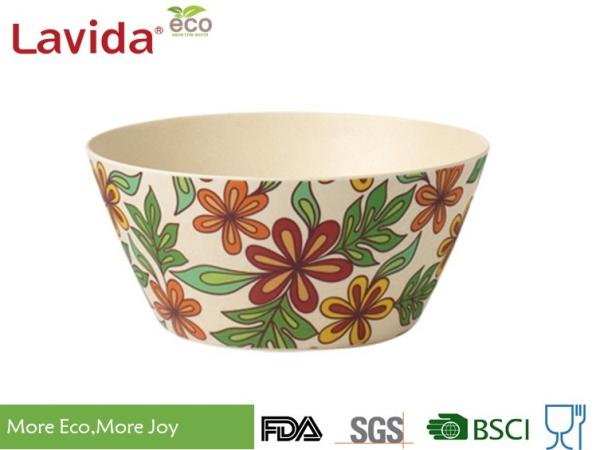 Popular Latest Design Bamboo Fiber Bowls Round Shape With Decal Paper Printing