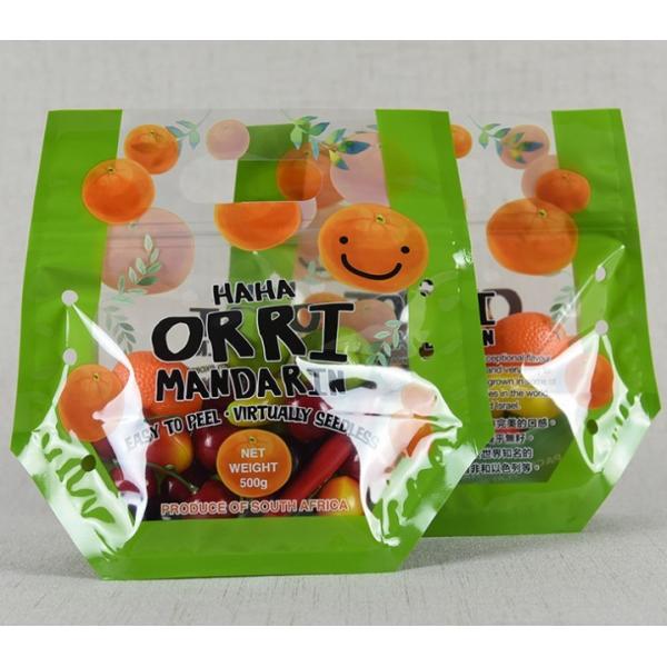 Customized Anti-Fog Fruit and Vegetable OPP Colorful Zipper Hanger Poly Bags with Gusset